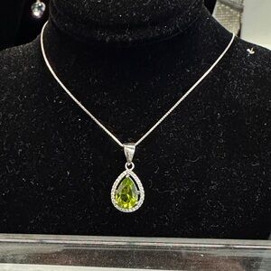 Swarovski Silver Necklace with Green Pendant